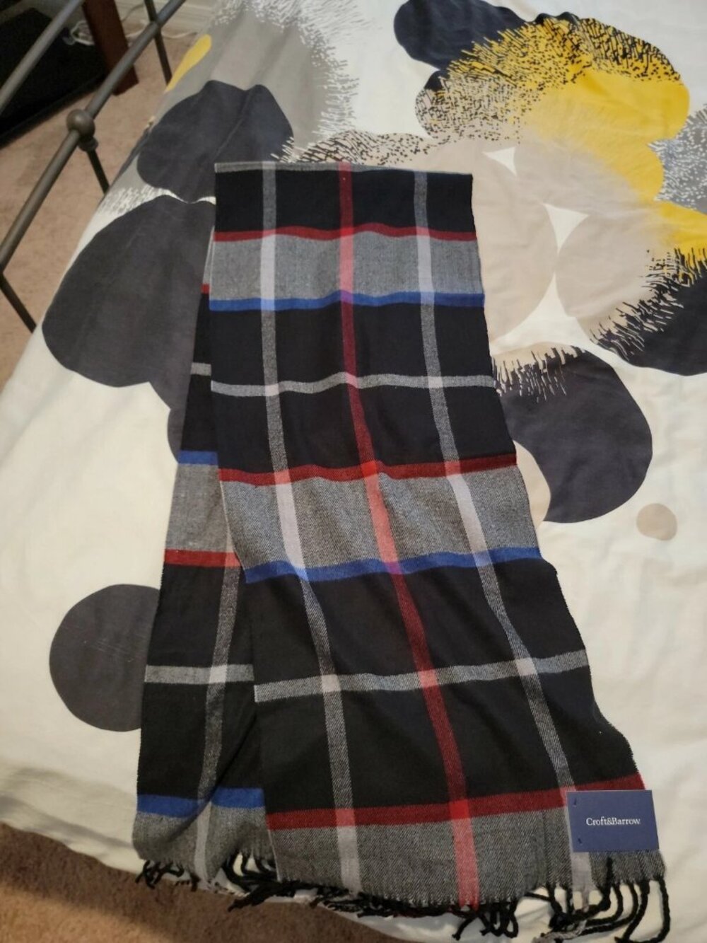 New Barrow & Croft Kohl's Black/Blue/Red Plaid Scarf